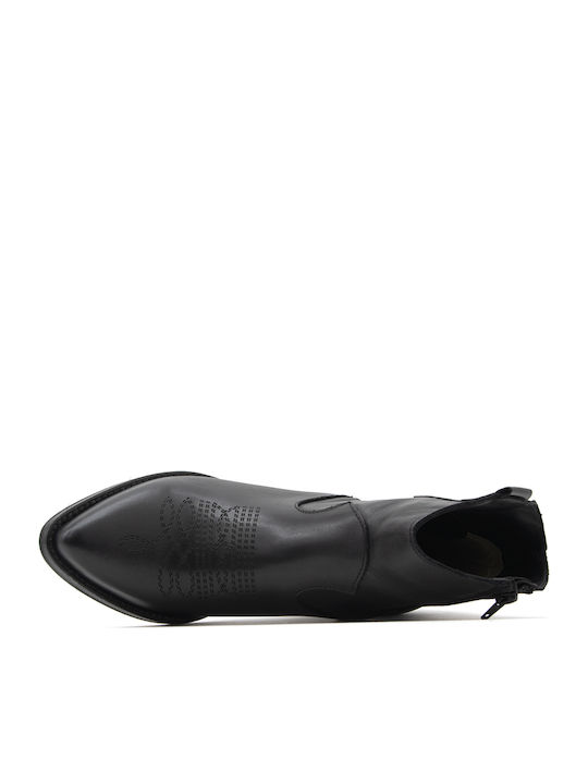 Leather Women's Ankle Boots Cowboy Black