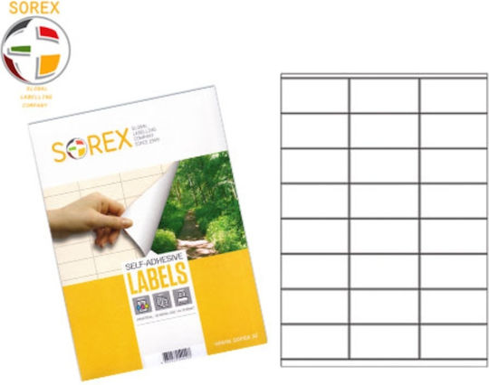 Sorex 2400 Self-Adhesive Rectangular A4 Labels 70x37mm