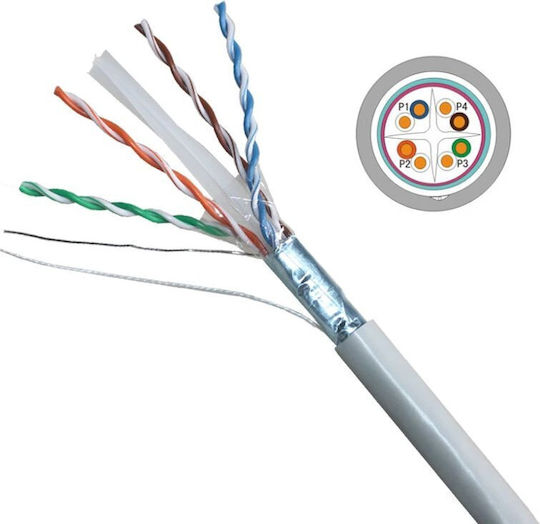 VCOM U/UTP Cat.6 (Gigabit) Καλώδιο Δικτύου Ethernet 305m Γκρι