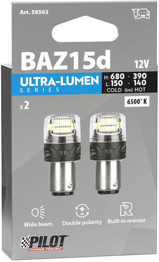 Lampa Lamps Car Ultra-Lumen Series BAZ15D / P21/4W / P27/7W Canbus LED 6500K Cold White 12V 2pcs