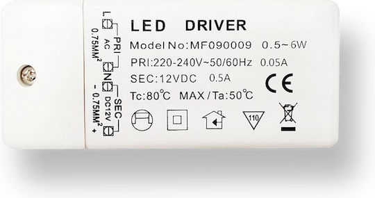 Lucas Τροφοδοτικό LED IP20 Ισχύος 7W με Τάση Εξόδου 12V