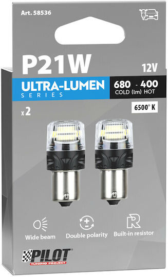 Lampa Lamps Car Ultra-Lumen Series BA15S / P21W Canbus LED 6500K Cold White 12V 2pcs