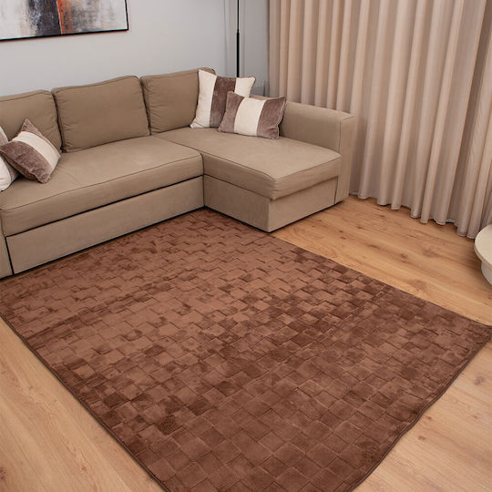 Homeone Cozy Αντιολισθητικό Χαλί Ορθογώνιο Γούνινο Καφέ 200x250cm