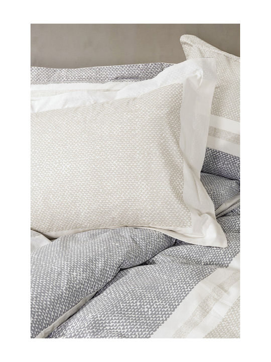 Nima Bettbezug-Set Baumwolle Einzelbett mit Kissenbezug 160x240 Lido Beige