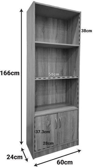Βιβλιοθήκη Tekaro Ανθρακί Απόχρωση 60x29x166εκ.