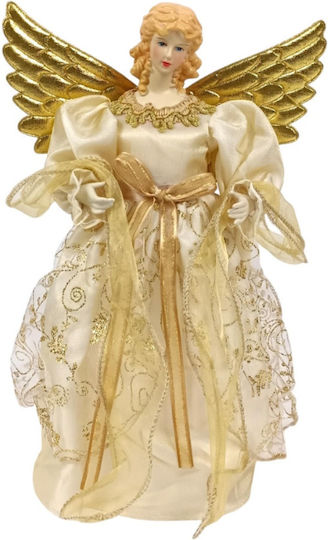 Due esse Christmas Tree Topper Angel White Gold Polyresin 30cm