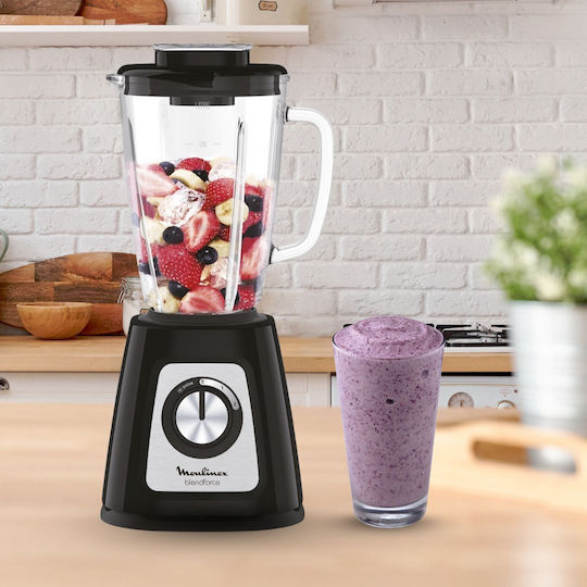 Moulinex Blendforce Μπλέντερ με Γυάλινη Κανάτα 1.75 lt 800W Μαύρο