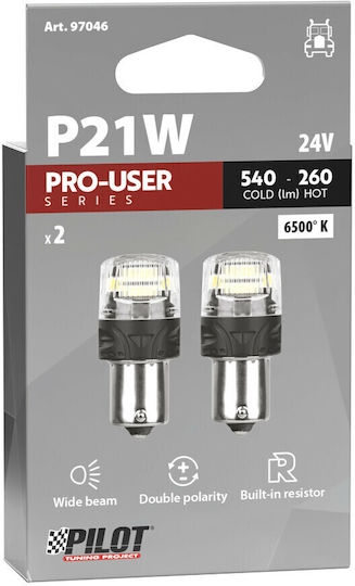 Lampa Λάμπες Αυτοκινήτου & Μοτοσυκλέτας Pro-user Series P21W / BA15S Canbus LED 6500K Ψυχρό Λευκό 24V 2τμχ