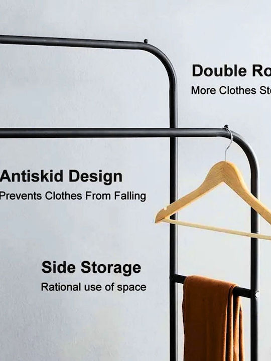 Uncle George Wheeled Floor Garment Rack made of Metal Black 110x55x150cm