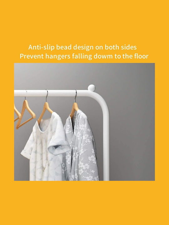 Uncle George Floor Garment Rack made of Metal White 110x55x150cm