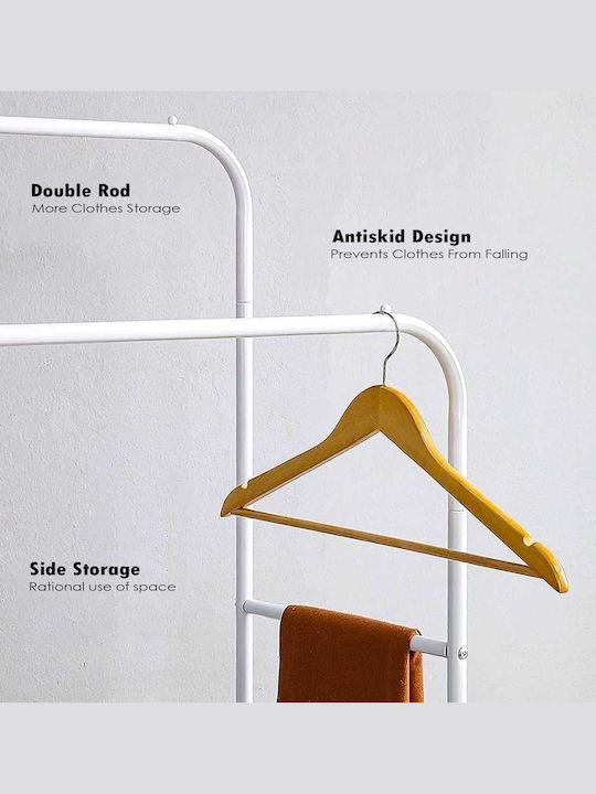 Uncle George Floor Garment Rack made of Metal White 110x55x150cm
