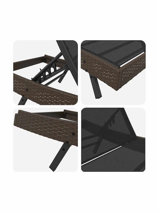 Ξαπλώστρα Rattan με Μαξιλάρι Καφέ 197x70x82εκ.