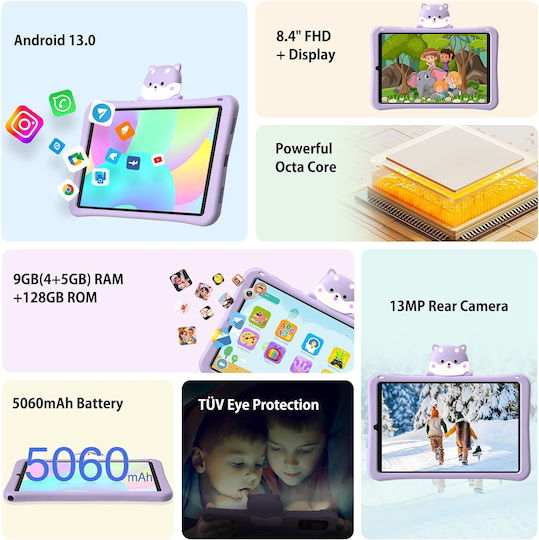 Doogee T20mini KID 4G 8.4" Tablet (4GB/128GB) Μωβ