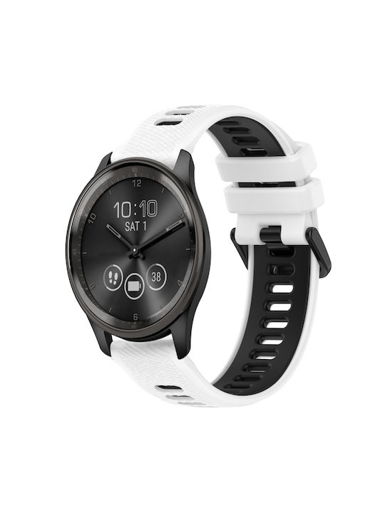 Δίχρωμο Λουράκι Ρολογιού Σιλικόνης Garmin Forerunner Sq2 20mm Λευκό+μαύρο Δίχρωμο Λουράκι Ρολογιού Σιλικόνης Garmin Forerunner Sq2 20mm Λευκό+μαύρο