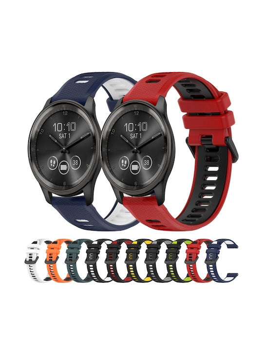 Two-Tone Silicone Watch Strap Garmin Venu 2 Plus 20mm White+Black
