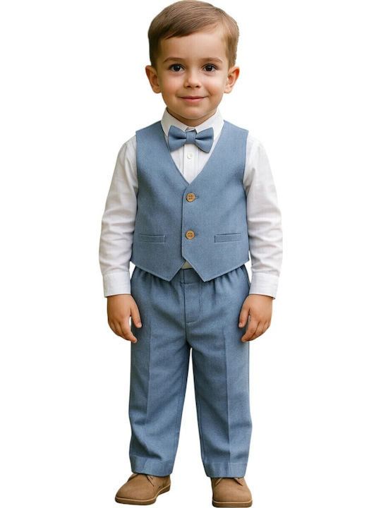 TakTakBaby Costum De Botez Albastru 4 Bucăți