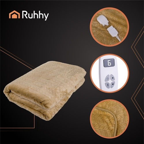 Ruhhy Semi Double Electric Washable Blanket with Timer Beige 120W 130x180cm