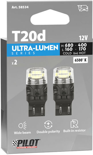 Lampa Lamps Car Ultra-Lumen Series T20 / W21/5W Canbus LED 6500K Cold White 12V 2pcs
