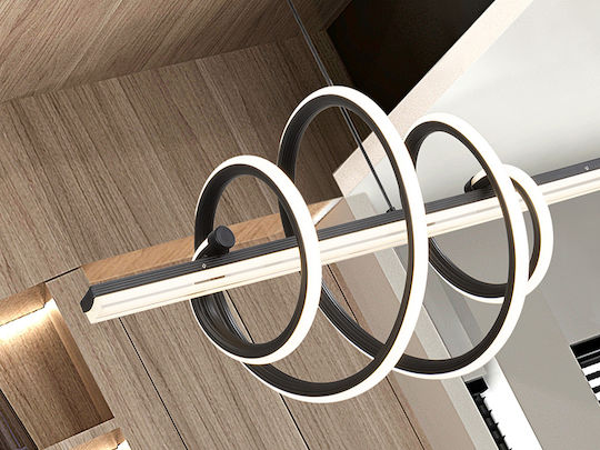 Tornado Adjustable Pendant Light Black 98x25x25cm
