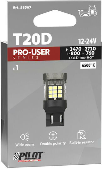 Lampa Λάμπα Αυτοκινήτου Pro-User Series T20 / W21/5W Canbus LED 6500K Ψυχρό Λευκό 12-24V