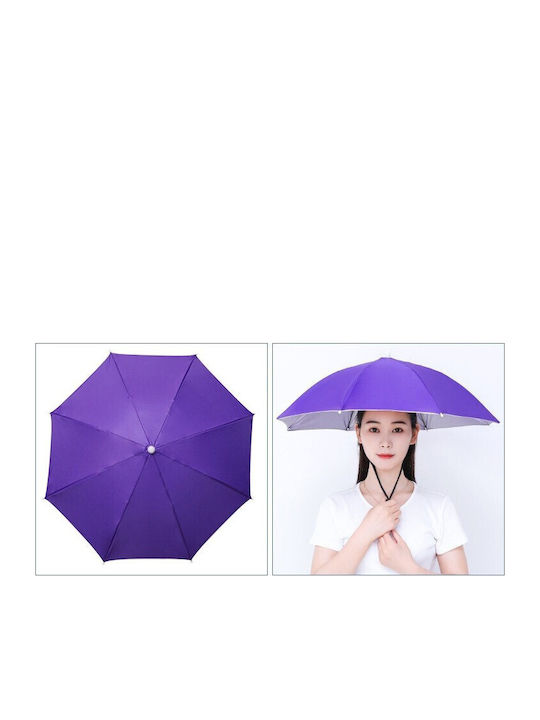 Head Regenschirm Flippy 69 cm Durchmesser Verstellbarer Kopfriemen UV Regen Schutz Lila