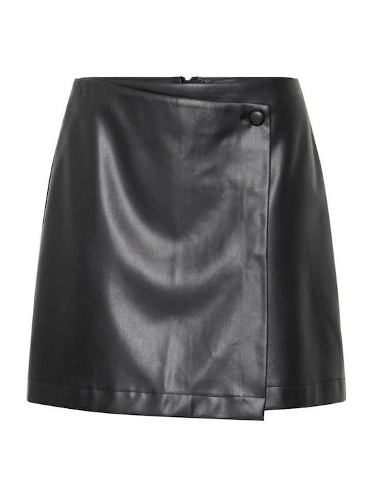 Leather Midi Skirt Envelope Black