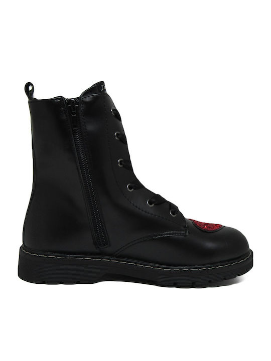 Kinderstiefel mit Schnürsenkeln Schwarz
