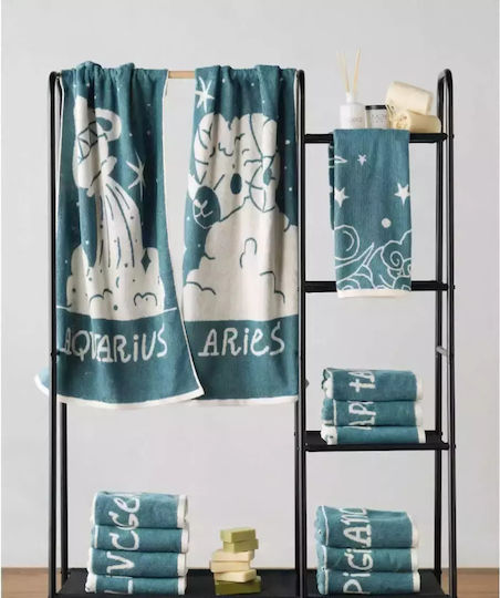 Kentia Πετσέτα Προσώπου Zodiac 50x90εκ. Pisces 2τμχ Βάρους 500gr/m²