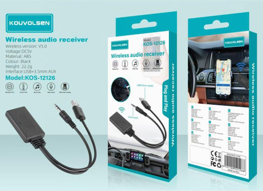 Bluetooth Αυτοκινήτου 5.0 Ταμπλό Aux Audio Receiver Usb Θύρα Φόρτισης Kos-12126
