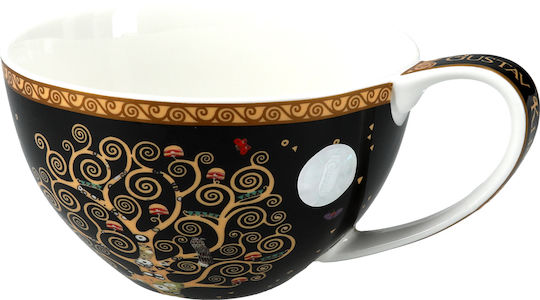 Kaffeetasse Untertasse G Klimt Baum Leben Schwarzer Hintergrund Keramik