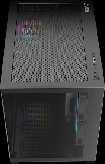 Gamdias AURA GC10M v2 Gaming Mikro-Turm Computergehäuse mit Seitenfenster und ARGB-Beleuchtung Schwarz