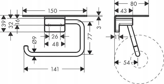 Hansgrohe Държач За Хартия Рафт Hansgrohe Addstoris 41772000 Хром