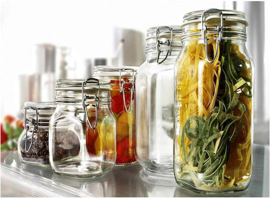 Bormioli Rocco Fido Set 6 Pieces General Use Glass Transparent Jars with Airtight Lid 2000ml 6 Pieces