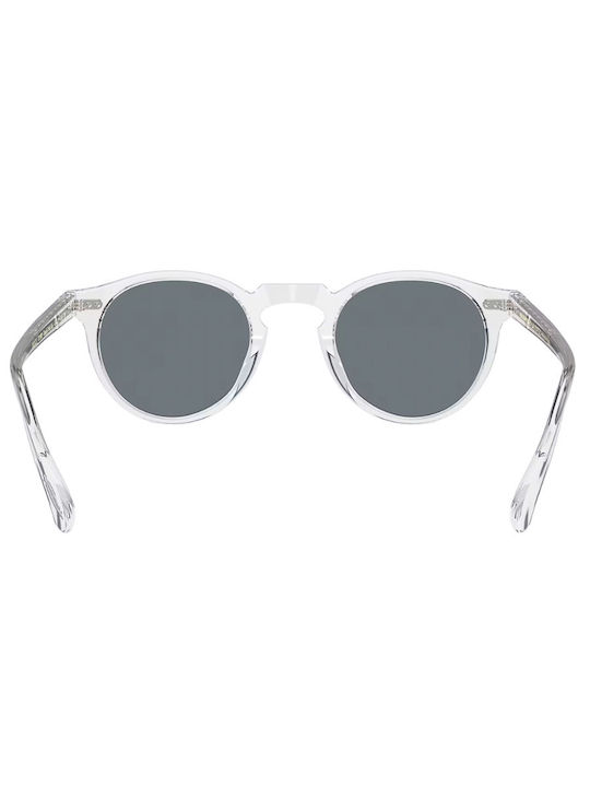 Oliver Peoples Men's Sunglasses with Transparent Horn-Rimmed Frame and Black Lens