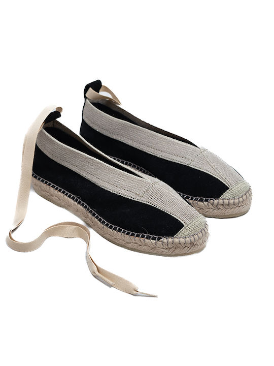 Women's Leather Espadrilles Black