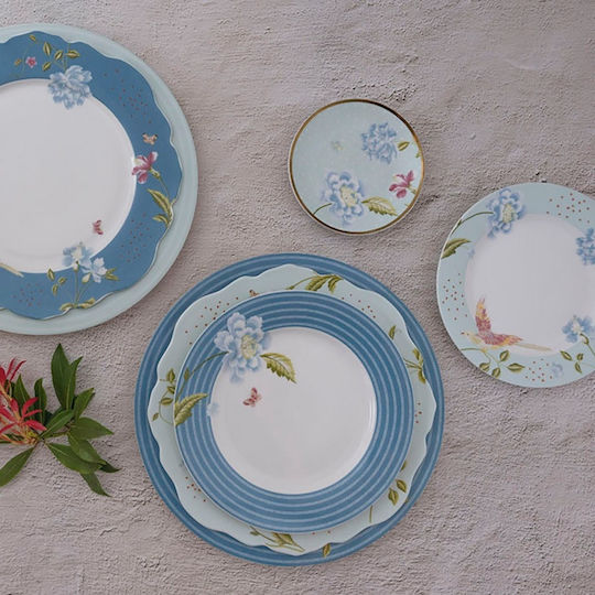 Laura Ashley Seaspray Uni Serving Plate Shallow Porcelain Blue with Diameter 24.5cm