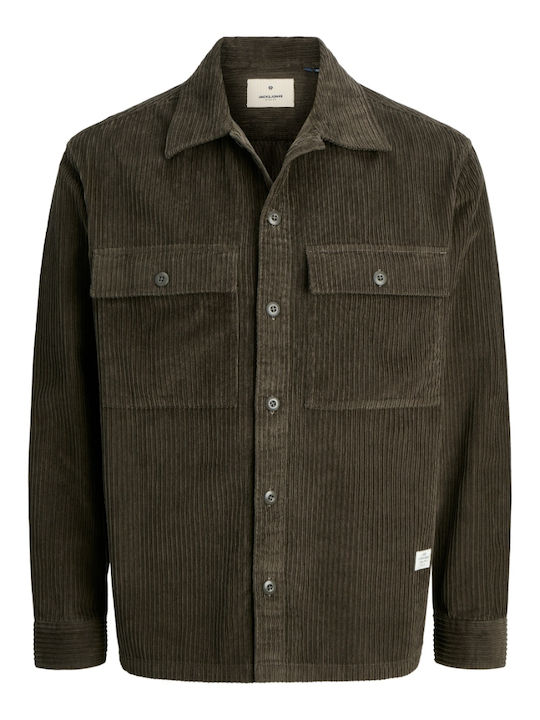 Μακρυμάνικo Βαμβακερό Overshirt Black Olive