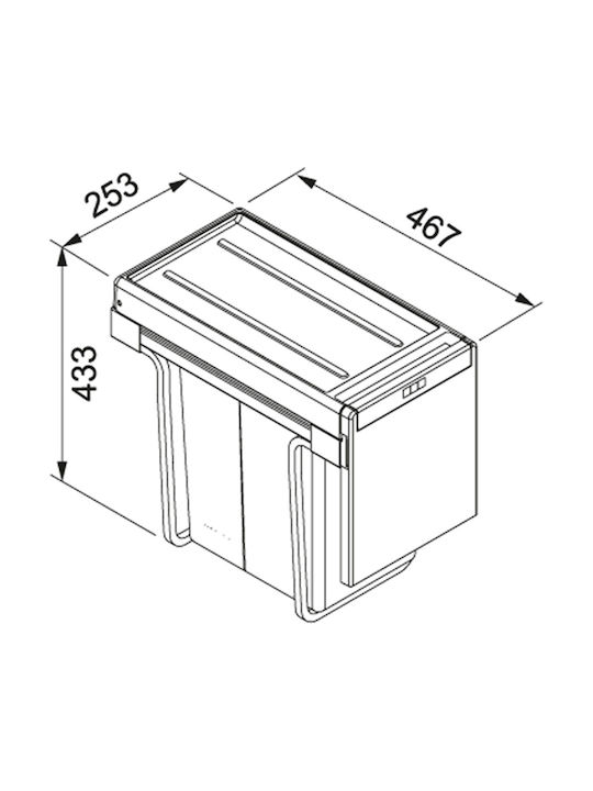 Franke Cube 30 Waste Bin Recycling Plastic for Cabinet Black 30lt 1pcs