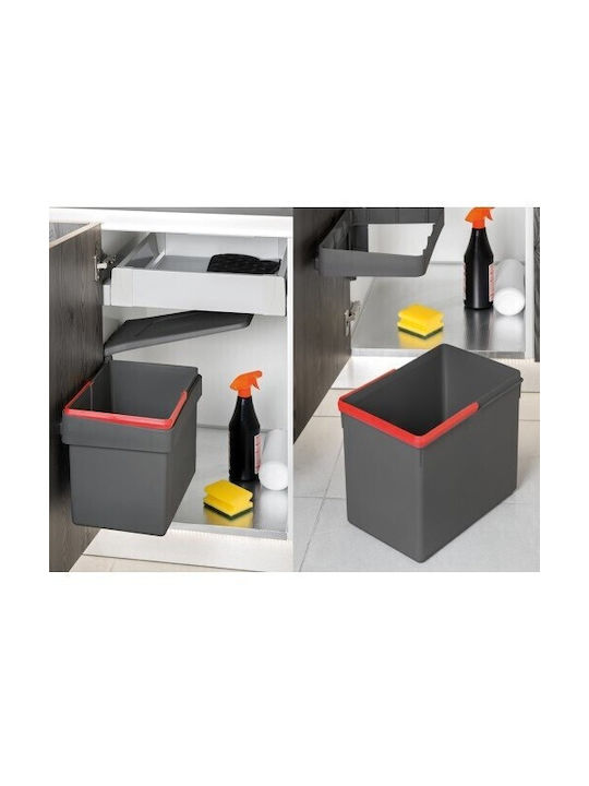 Emuca Waste Bin Waste Plastic for Cabinet Gray 15lt 1pcs