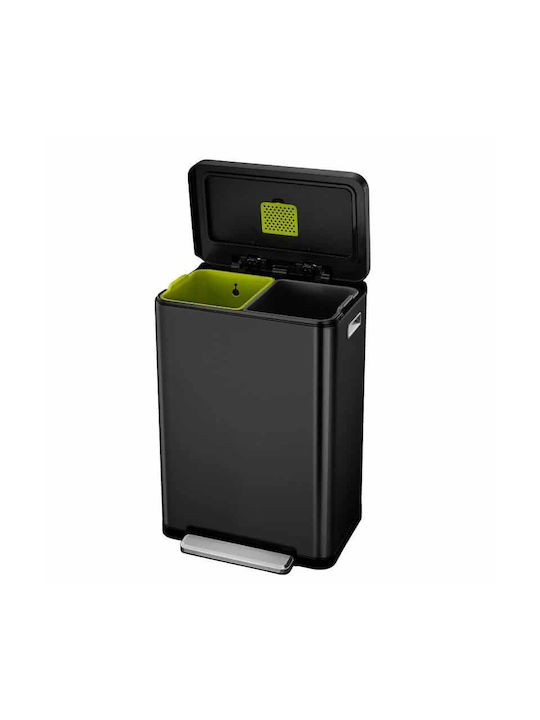 Eko X-Cube VB 936840 Κάδος Ανακύκλωσης από Ανοξείδωτο Ατσάλι με Πεντάλ Μαύρος 40lt