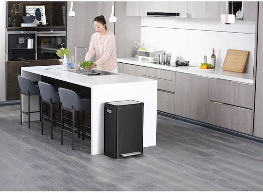 Eko Coș De Gunoi X-Cube VB 936840 Reciclare Din Oțel Inoxidabil Cu Pedală Negru 40lt