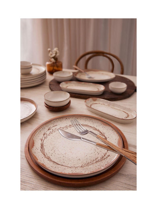 Bormioli Rocco Servierschüssel Rund aus Porzellan Beige mit Durchmesser 15cm