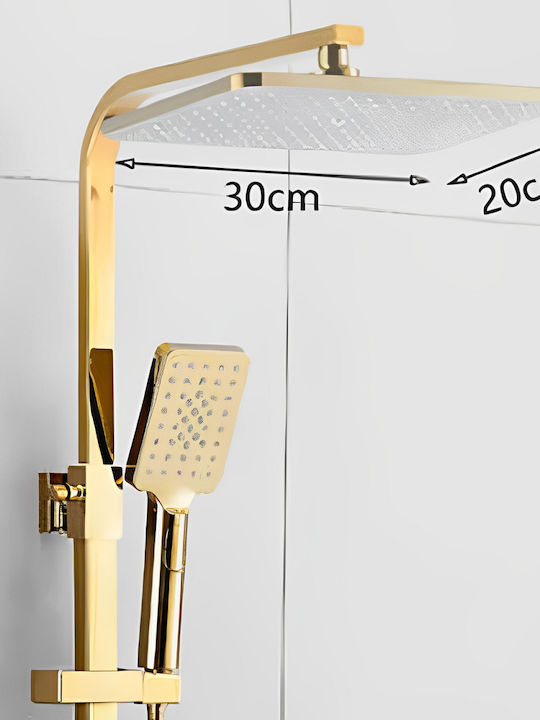 Adjustable Shower Column with Mixer Gold
