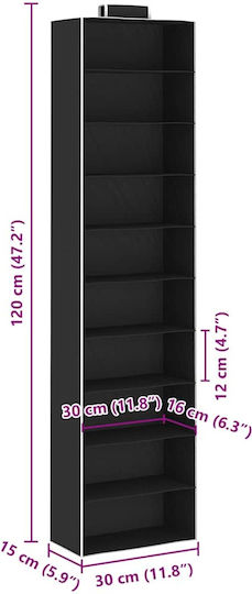 vidaXL Fabric Hanging Clothing Shelf in Black Colour 15x30x120cm 2 Pieces