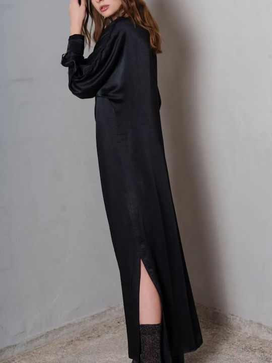 Maxi Evening Dress Satin Black