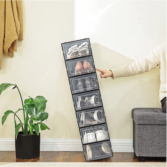 Plastic Shoe Storage Case in Black Colour 33.3x23x14cm 18 Pieces