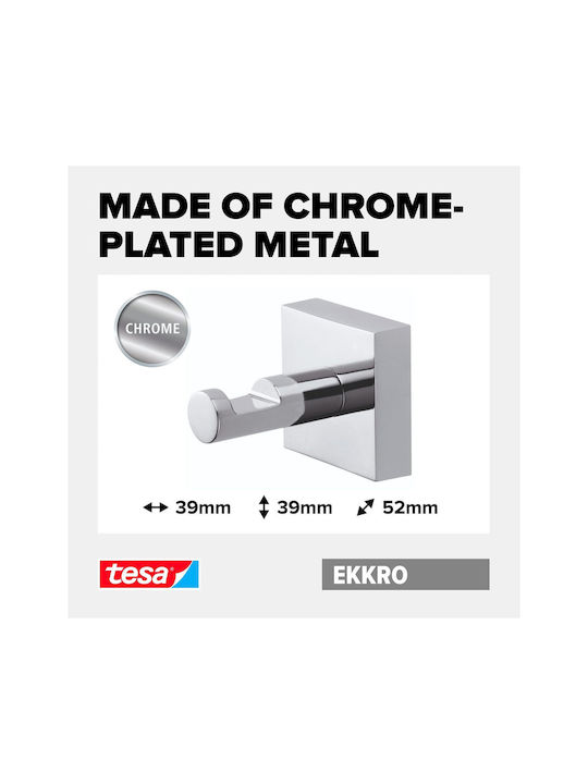 Tesa Ekkro Towel Hook High Gloss Chrome Metal Self-adhesive Adhesive Mounting Technology 39mm X 39mm X 52mm
