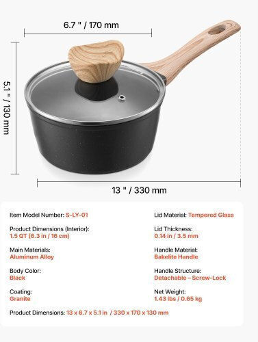 Vevor Κατσαρολάκι Γάλακτος από Αλουμίνιο 16cm