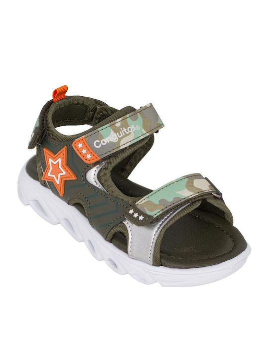 Kids' Sandals Anatomic with Velcro & Lights Khaki-Orange