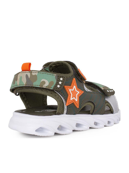 Kids' Sandals Anatomic with Velcro & Lights Khaki-Orange